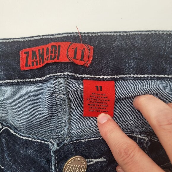 ZANA DI Y2K Denim Jeans Vintage SZ 11 Skinny Whiskered - Picture 6 of 11